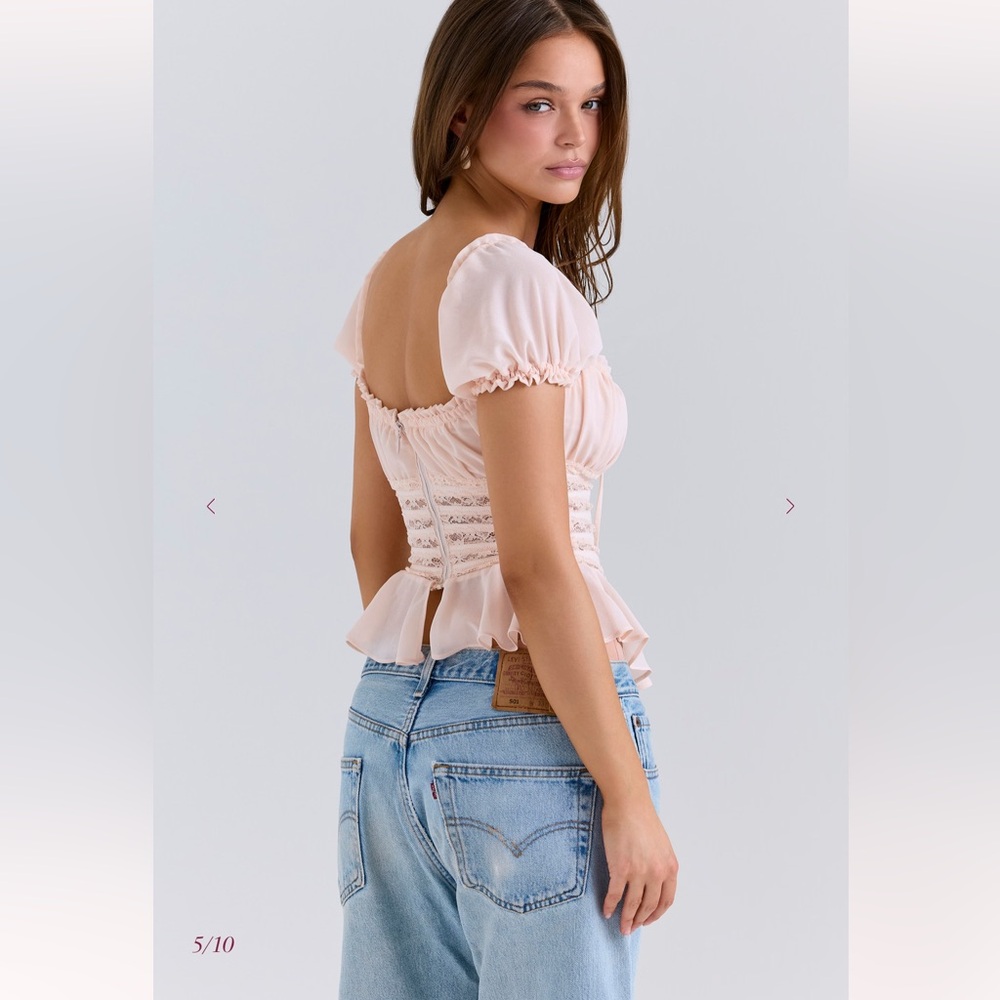 House of CB | CARA Pink Lace Peplum Top - Picture 3 of 10